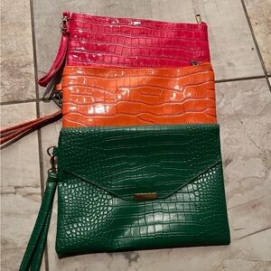 Colorful Crocodile Embossed Clutch Set of 3